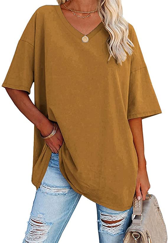 Ebifin Women's Oversized V-Neck T-Shirt