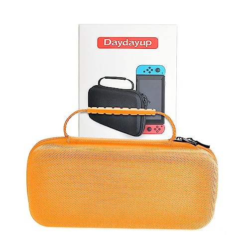 daydayup Tasche Kompatibel mit Nintendo Switch und New Switch OLED, Harte Tragetasche Hülle Case für die Nintendo Switch, Schutzhülle mit Aufbewahrung für 20 Spiele, Konsole & Zubehör - Schwarz