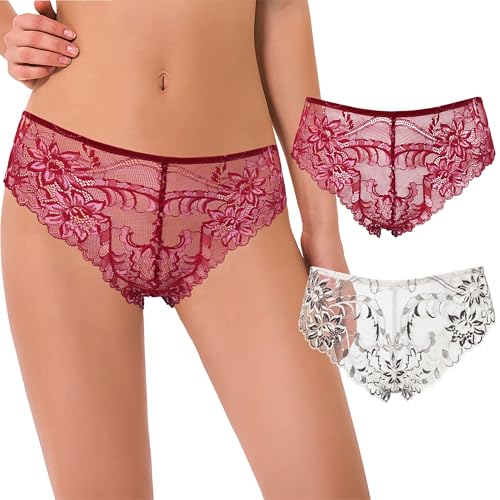 Curve Muse Women's Thong Hipster Underwear Sexy Comfortable - Pack of 2