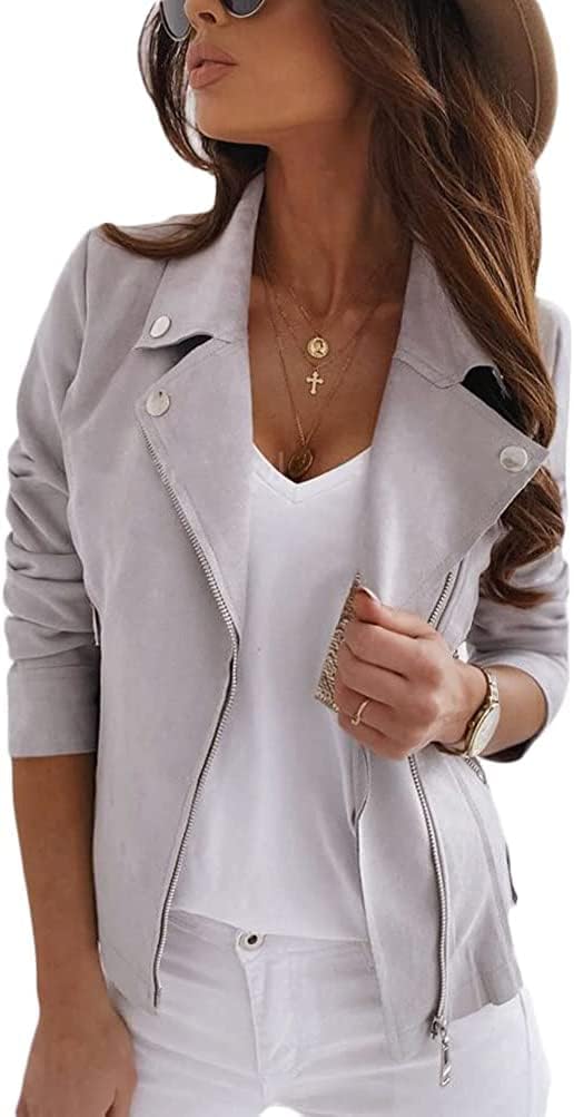 Women's Short Moto Biker Jacket – Lightweight Transitional Coat