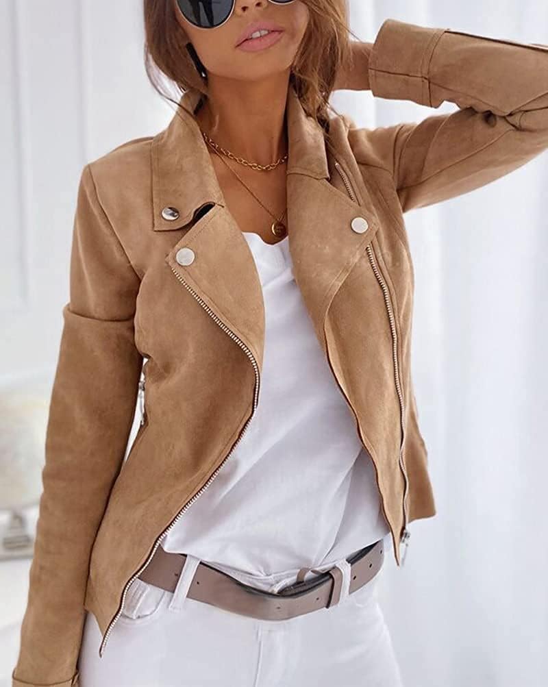Women's Short Moto Biker Jacket – Lightweight Transitional Coat