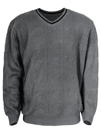 AIEOE Men’s V-Neck Cable Knit Sweater – Long Sleeve Casual Pullover