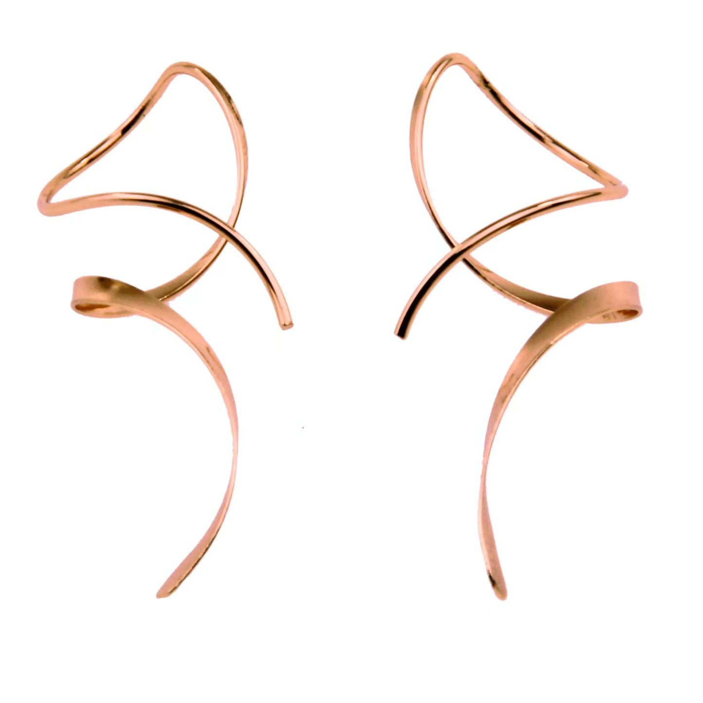 Spiral Threader Earrings for Women – Hand-Curved Dangle Design