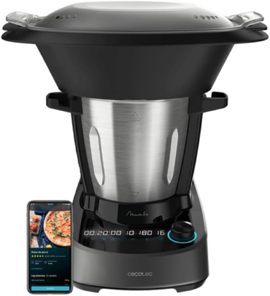 Cecotec Mambo 11090 Multifunctional Kitchen Robot 1600 W, 37 Functions, App, Scale and 3.3 Litre Stainless Steel Jug, Dishwasher Safe, Recipe Book and Accessories