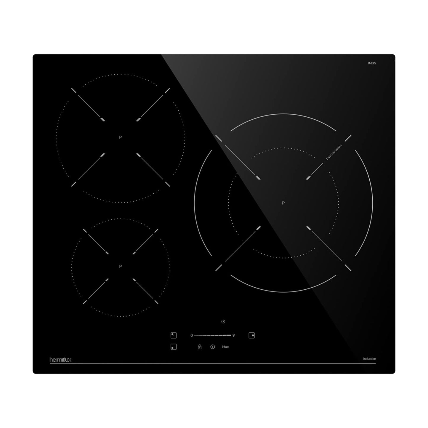 Hermitlux ceramic hob,Built-in 29 cm black glass ceramic electric hob,9 power levels,Sensor touch control, child lock, 1-99 minute timer,Suitable for all pots and pans