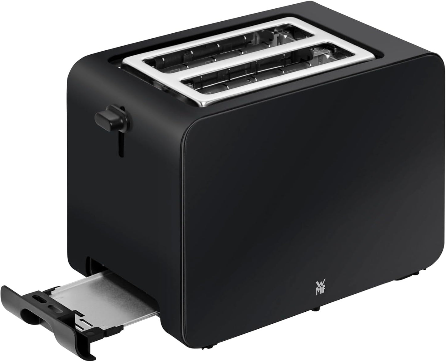 WMF Stelio Toaster 2 Scheiben Edelstahl, Doppelschlitz Toaster mit Brötchenaufsatz, Bagel-Funktion, 7 Bräunungsstufen, 900 W, Toaster edelstahl matt schwarz