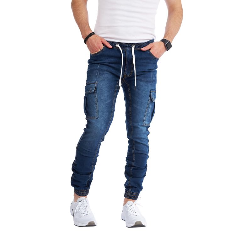 Men’s Cargo Jeans – Regular Slim Fit Denim Joggers