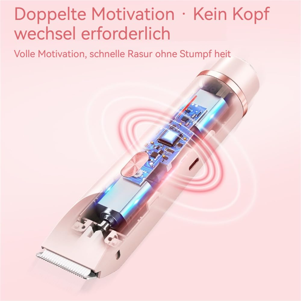 Pelvora Trimmer, 2-In-1 Elektrischer Rasierer Damen Intimbereich Intimrasierer für Frauen, Wasserdicht Elektrische Intimrasierer für Frauen (Rosa)