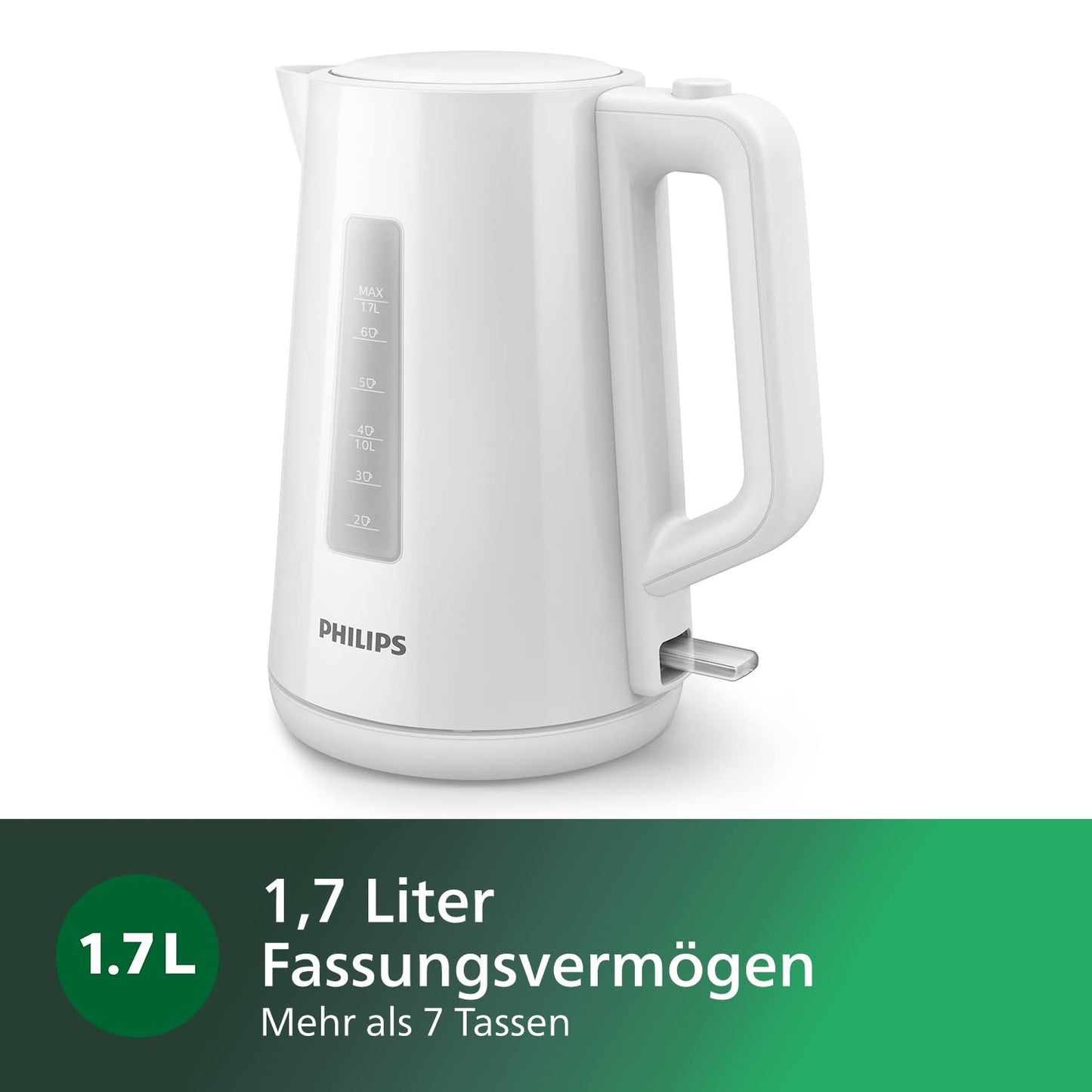 Philips Wasserkocher – 1.7 L Fassungsvermögen mit Kontrollanzeige, Pirouettenbasis, schwarz (HD9318/20)
