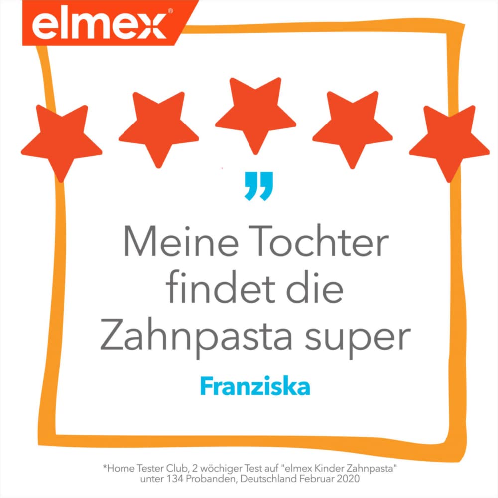 elmex Kinderzahnpasta 2-6 Jahre 50 ml – kindgerechte Zahnreinigung für hochwirksamen Kariesschutz – mit Aminfluorid für einen Dreifach-Schutzmechanismus