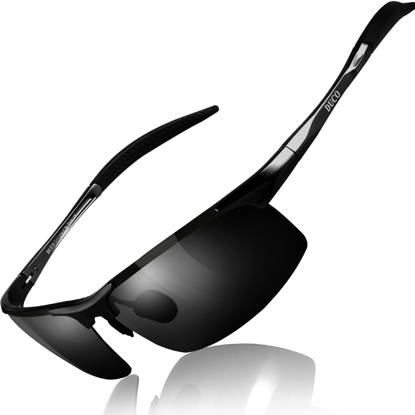 DUCO Herren Sportbrille Polarisierte Sonnenbrille Fahrerbrille Ultraleichte Al-Mg Metallrahmen UV400-Schutz Männer Sonnenbrillen 8177S