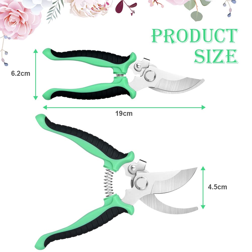 OFFCUP Gartenschere, Bypass Baumschere Bequeme, Stahl-klingen Blumenschere Und Ein Paar Grüne Handschuhe, Antihaftbeschichtet Rebschere, Edelstahl-klingen Rosenschere Für Frische Äste Und Zweige