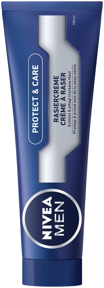 Nivea Men Protect & Care Shaving Cream in 1 Pack (1 x 100 ml) with Creamy Foam for a Gentle Shave, Skin-Friendly Shaving Cream for Men