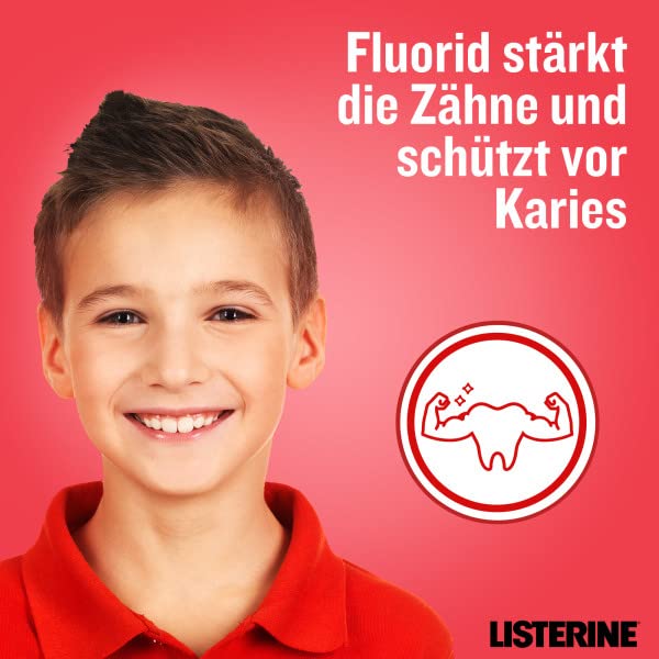 LISTERINE Smart Kidz Mild Berry (500 ml), antibakterielle Kinder Mundspülung ohne Alkohol & ohne Zucker, Mundwasser schützt vor Karies, geeignet für Kinder ab 6 Jahren
