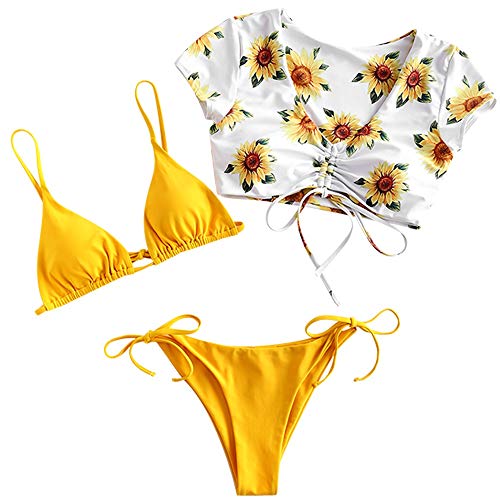 ZAFUL Padded Bikini Set Tie-Dye Triangle Top Low Waist Swim Shorts