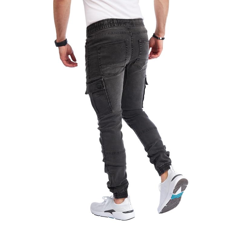 Men’s Cargo Jeans – Regular Slim Fit Denim Joggers