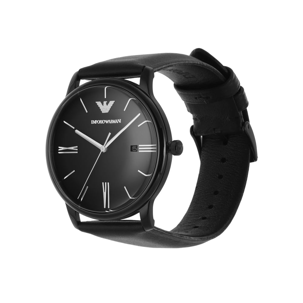 Emporio Armani Uhr für Herren, Quarzwerk und 42mm Gehäusegröße mit Edelstahl-, Leder- oder Silikonarmband