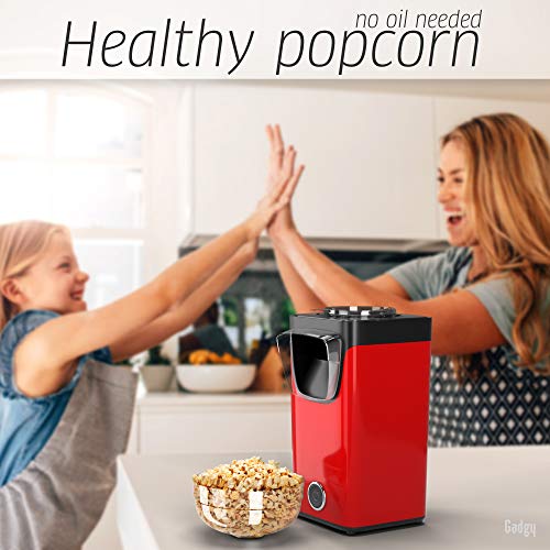 Gadgy Popcorn Maschine groß - Retro Popcorn Maker 5 L - Popcorn Maker mit Antihaftbeschichtung und abnehmbarer Heizfläche - Popkorn Maschine rot - Popcornmaschine 800W - Popcorn machine