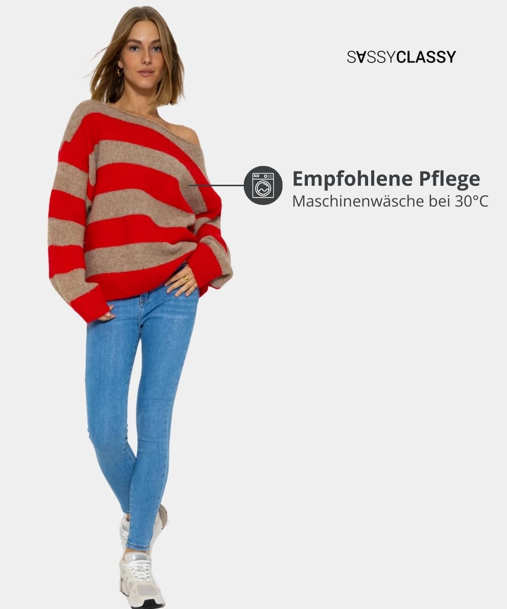 SASSYCLASSY Women’s Striped Oversize Sweater