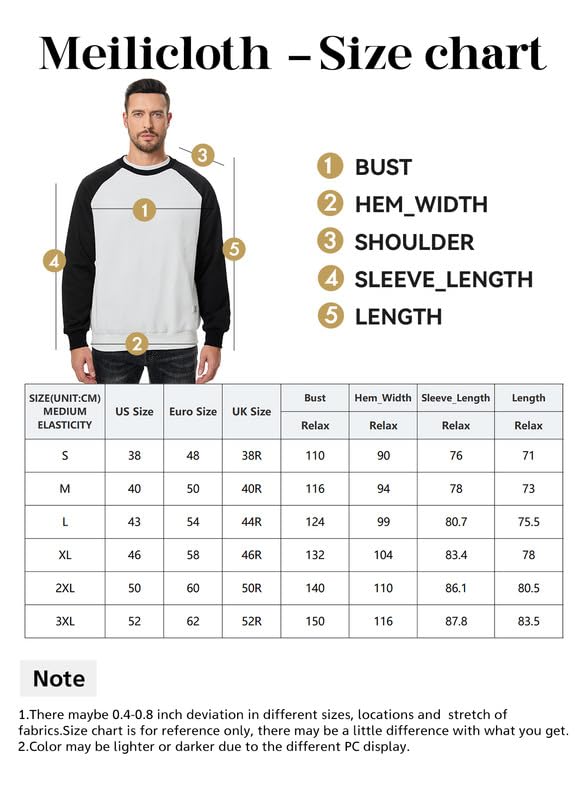 Men’s Crew Neck Colorblock Sweatshirt – Casual Raglan Pullover