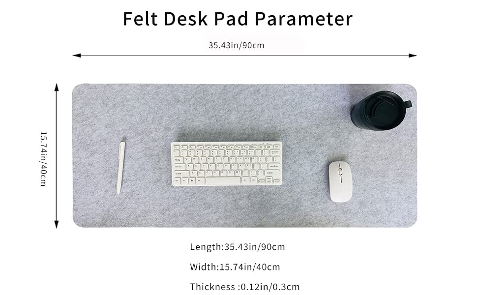 DAWNTREES Schreibtischunterlage Filz,Filz Mauspad Groß,Rutschfeste Desk Mat,Schreibtischmatte für Büro und Zuhause,Office Desktopschutz (dunkelgrau)