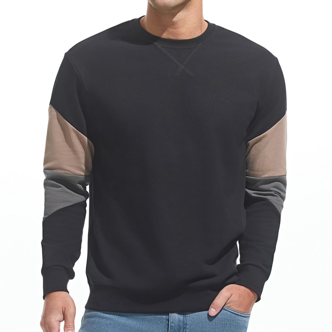 VEIISAR Men’s Basic Sweatshirt – Long Sleeve Crew Neck Pullover