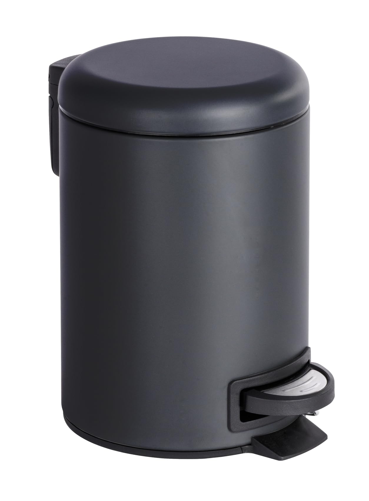WENKO Treteimer Mod. Leman 3 Liter mit herausnehmbarem Einsatz aus lackiertem Stahl ideal für Badezimmer oder Küche 17 x 25 x 22,5 cm Schwarz matt