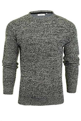 Xact Men’s Waffle Knit Crewneck Sweater – Classic Midweight Pullover