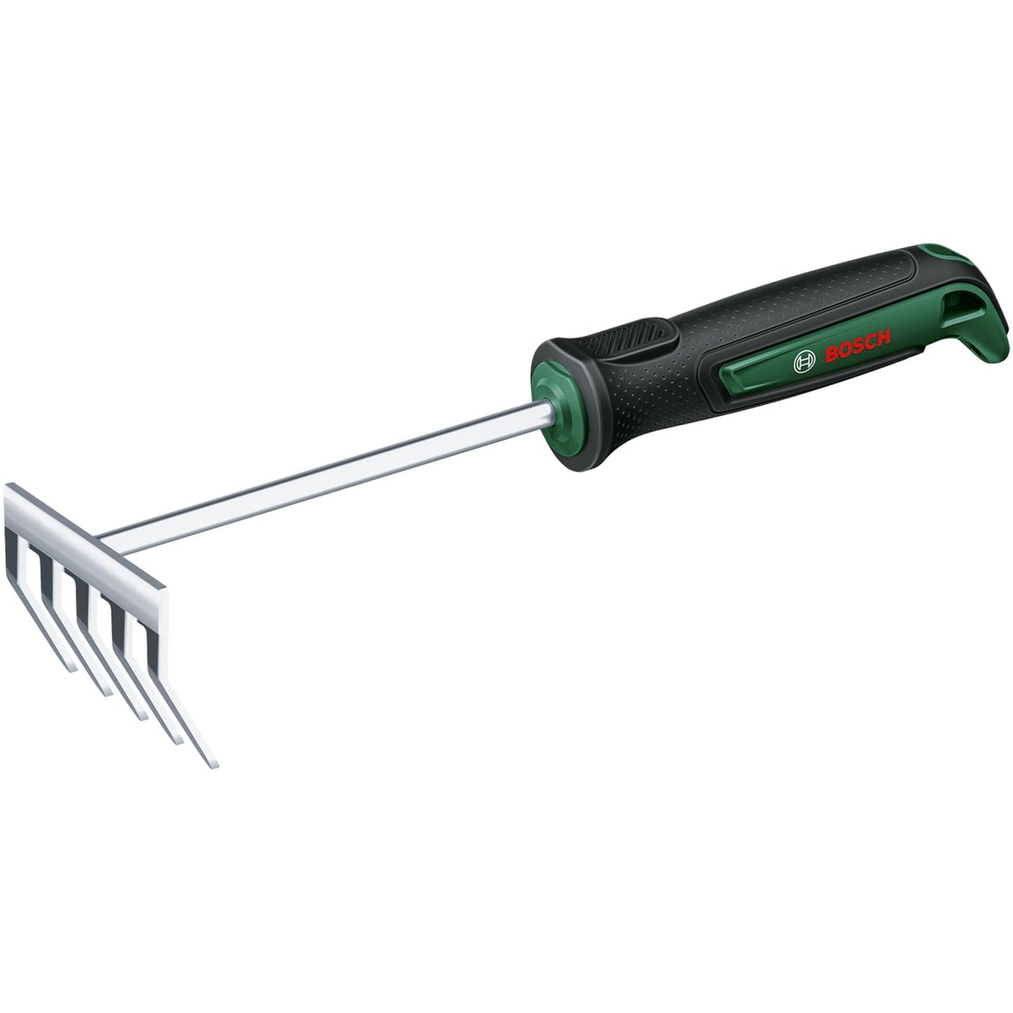 Bosch Garden Handwerkzeug Handrechen (zum Jäten und Entfernen von Gartenabfall, robust, Edelstahl, Softgrip Handgriff, ergonomisch)