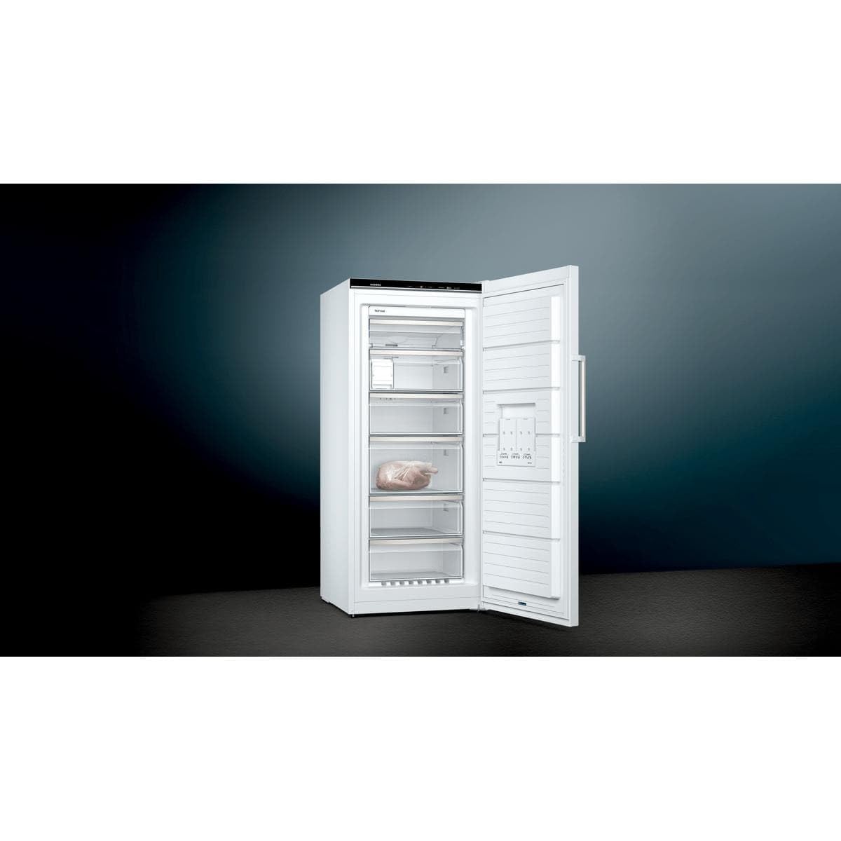 Siemens GS54NAWCV iQ500 freezer, 176 x 70 cm, 327 L, noFrost never defrost again, bigBox space for large frozen goods, varioZone flexible glass and drawers, white