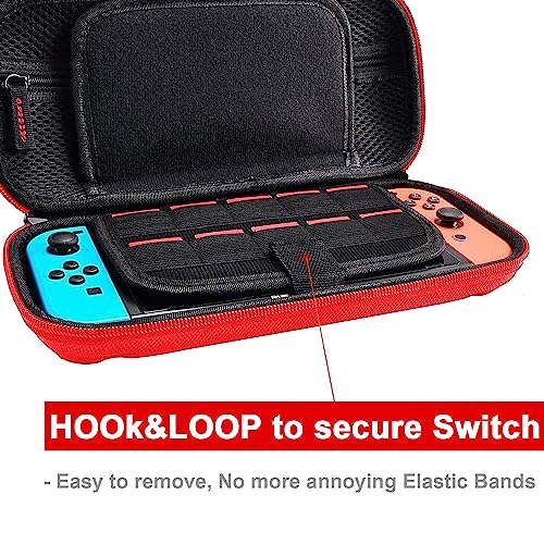daydayup Tasche Kompatibel mit Nintendo Switch und New Switch OLED, Harte Tragetasche Hülle Case für die Nintendo Switch, Schutzhülle mit Aufbewahrung für 20 Spiele, Konsole & Zubehör - Schwarz