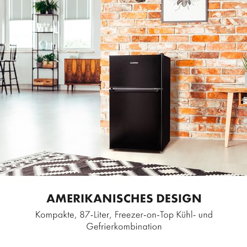 Klarstein Big Daddy - Refrigerator with freezer compartment, fridge freezer combination, fridge quiet, LED, 87 liters: refrigerator with 61 liters and freezer 26 liters, black