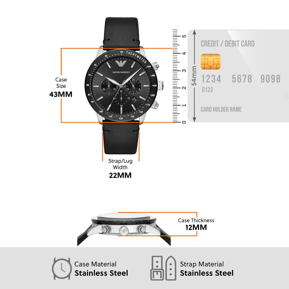 Emporio Armani Men's Chronograph Watch 43mm Case Size