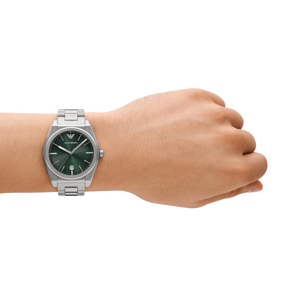 Emporio Armani Uhr für Herren, Quarzwerk und 42mm Gehäusegröße mit Edelstahl-, Leder- oder Silikonarmband