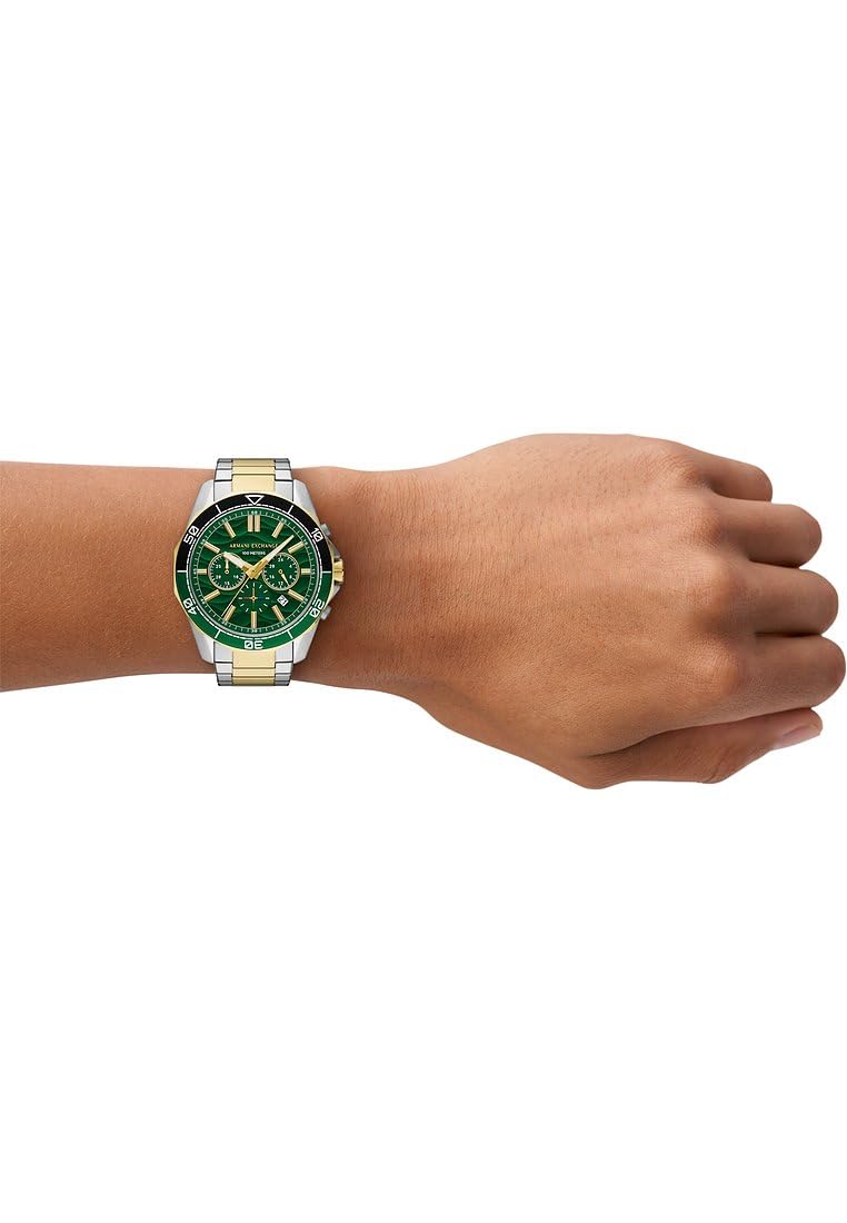 Armani Exchange Watch for Men, Chronograph Movement and 46mm Case Size with Stainless Steel, Leather or Silicone Strap