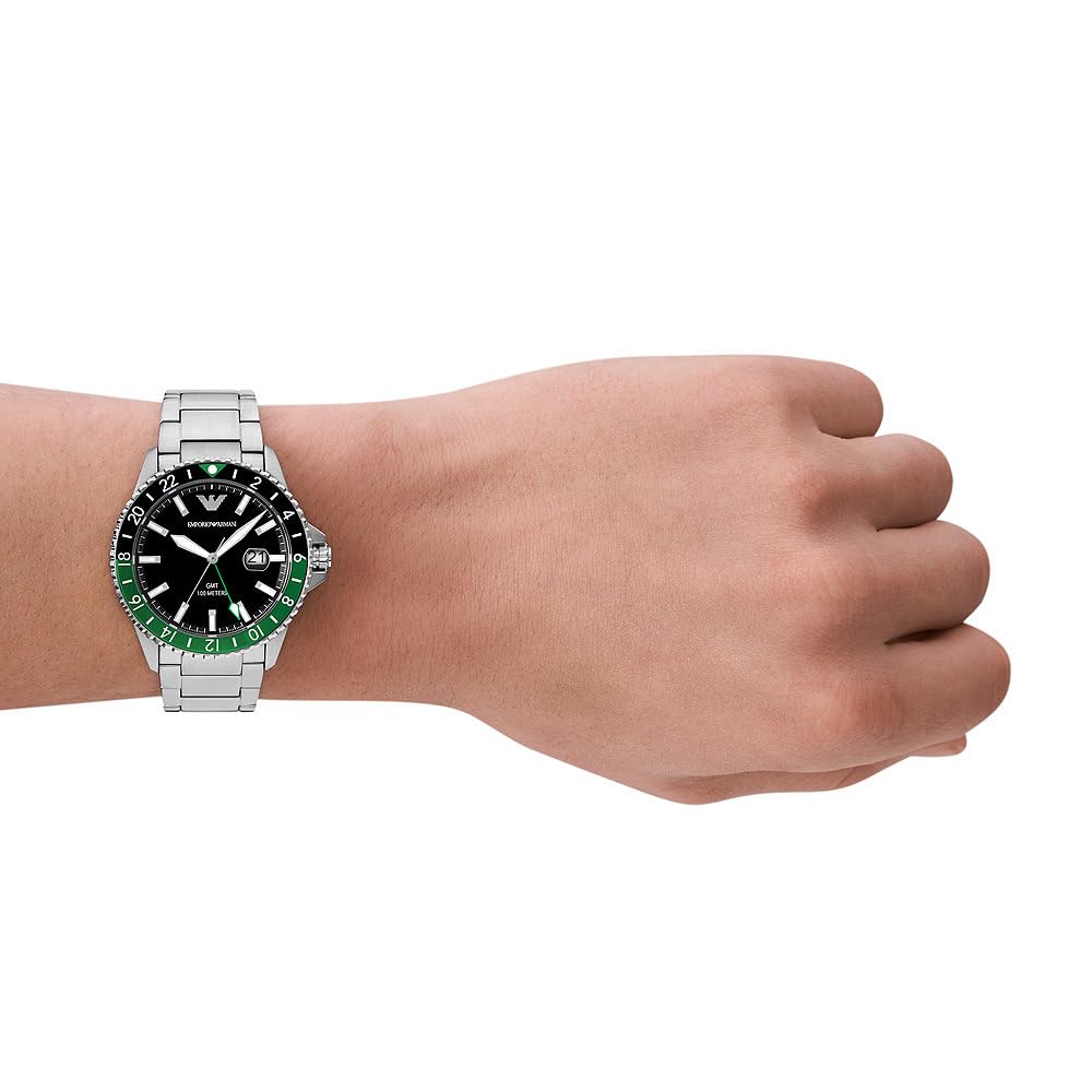 Emporio Armani Uhr für Herren, Quarzwerk und 42mm Gehäusegröße mit Edelstahl-, Leder- oder Silikonarmband