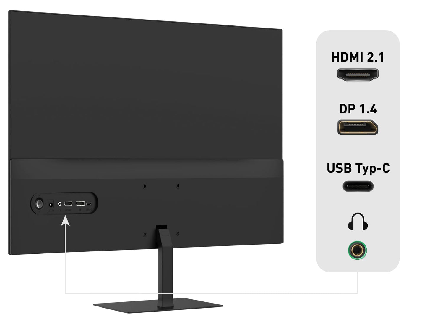 ODYS i27 Monitor - 27-Zoll-Bildschirm im rahmenlosen Design, Full HD, 100 Hz, mit HDR, IPS Panel, FreeSync, HDMI, USB-C, 3,5mm Audio