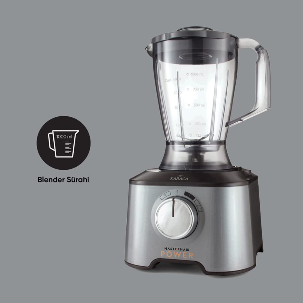 Karaca Mastermaid Power Max 11 in 1 Kitchen Robot Glossy Black 2500 W, Black, Capacity, Chopping, Mixing, Grinding, Grating, Slicing