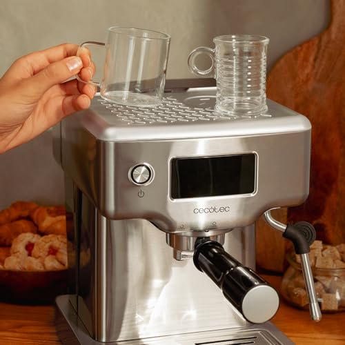 Cecotec Espressomaschine Barista Power Espresso 20 Barista Maestro, 2250 W, 20 Bar, Manometer und 2 Thermoblocks, Kaffeebohnenbehälter, 20-stufiges Mahlwerk, Dampfauslass