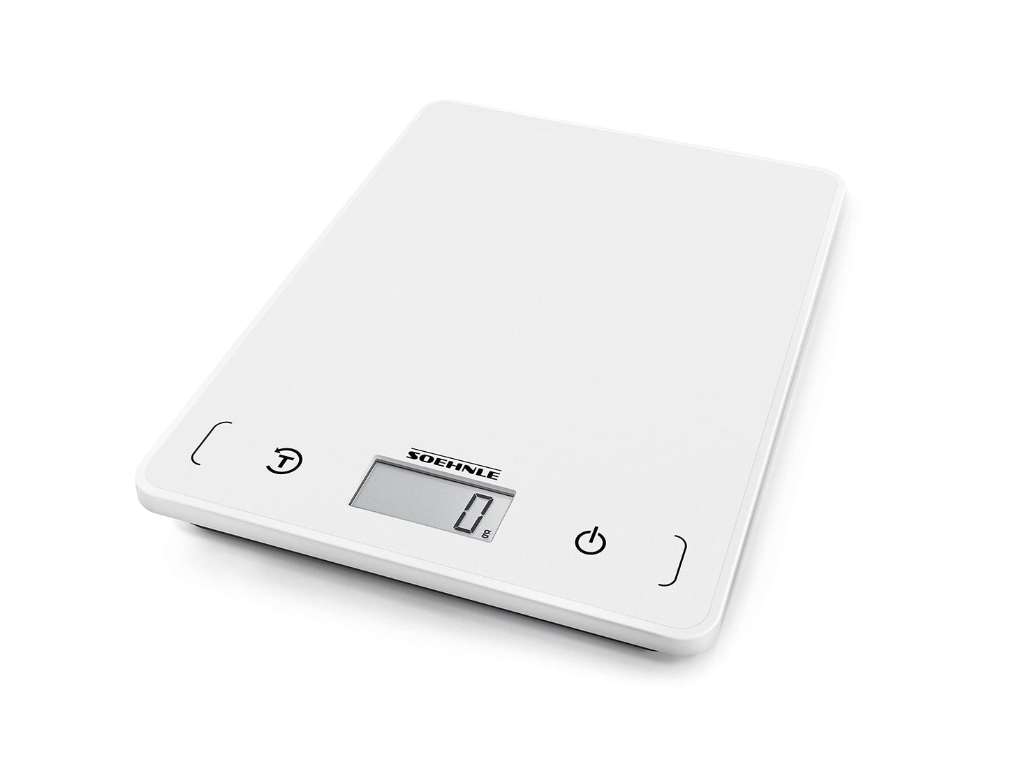 Soehnle Küchenwaage Page Compact 300 weiß, digitale Küchenwaage bis zu 5 kg Tragkraft, Waage mit leicht ablesbarer LCD-Anzeige, Digitalwaage mit Zuwiegefunktion
