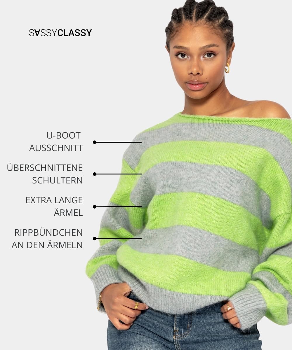 SASSYCLASSY Women’s Striped Oversize Sweater