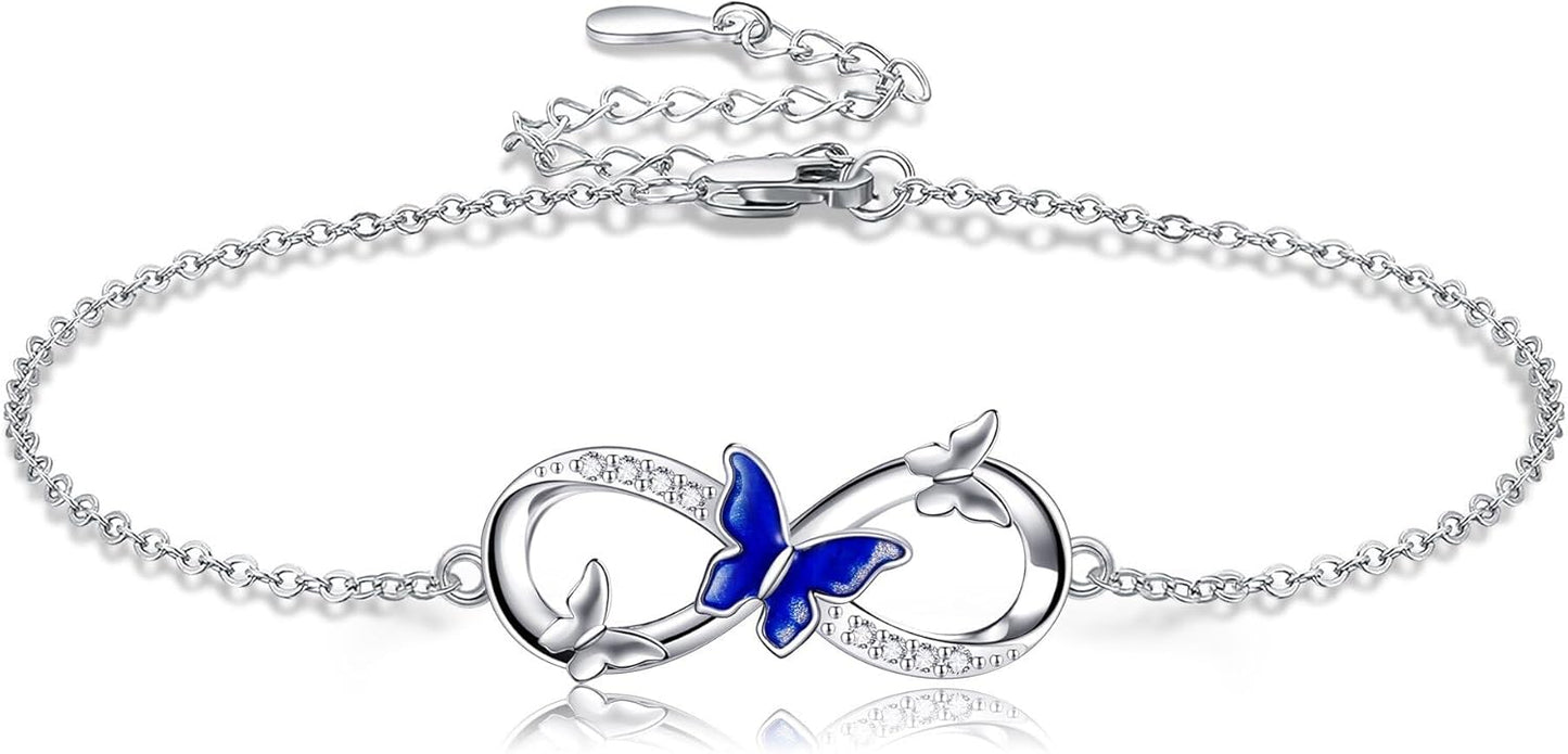DAYLINLOVE Butterfly Bracelet – 925 Sterling Silver Infinity Jewelry