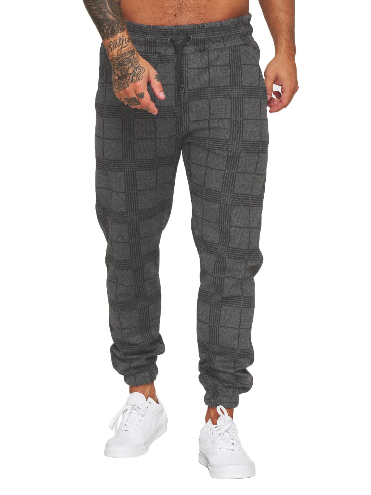 Men's Loose Fit Plaid Jogger Sweatpants