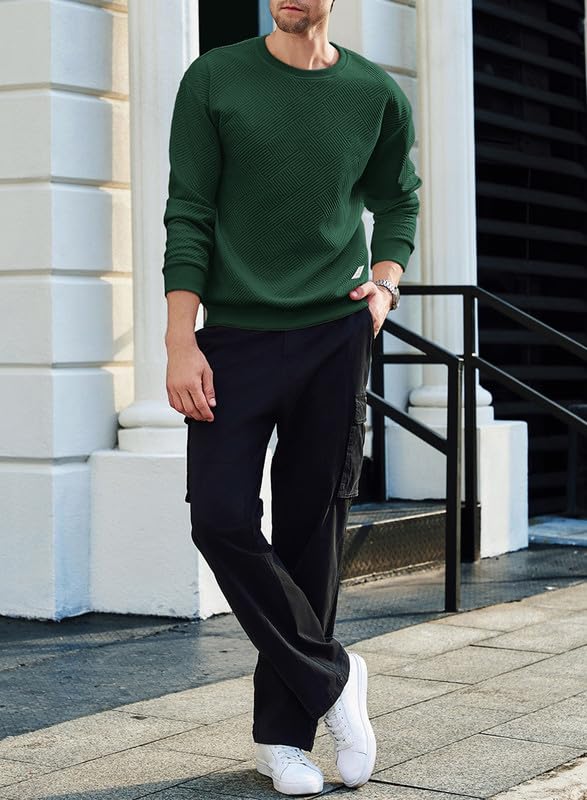 Men’s Crew Neck Colorblock Sweatshirt – Casual Raglan Pullover