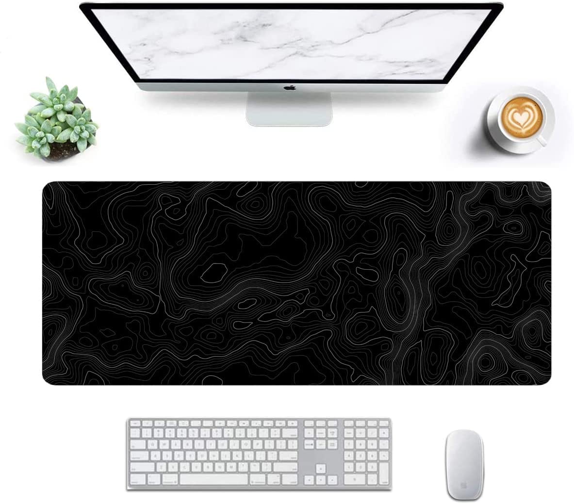 Owege Gaming Mauspad XXL 900 x 400 mm Artistic Curve Mousepad Groß Vernähte Kanten WassXerdicht Anti-Rutsch für PC, MacBook,Laptop Verbessert Präzision und GeschwindigkeiX