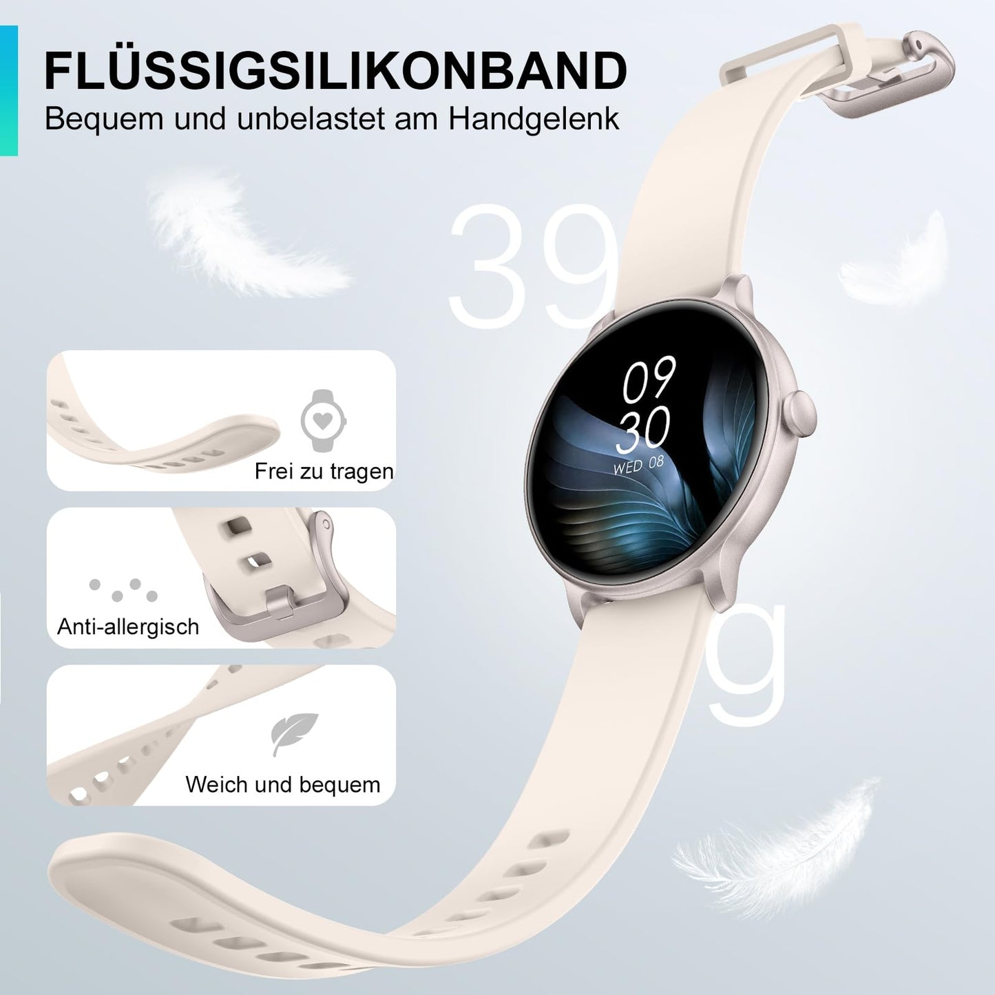 ZPPSNFIT Smartwatch Damen Herren, 1.43 Zoll AMOLED-Display Smart Watch mit Bluetooth Anrufe, Fitness Tracker mit Herzfrequenz Schlafmonitor, IP68 Wasserdicht Fitnessuhr für Android iOS