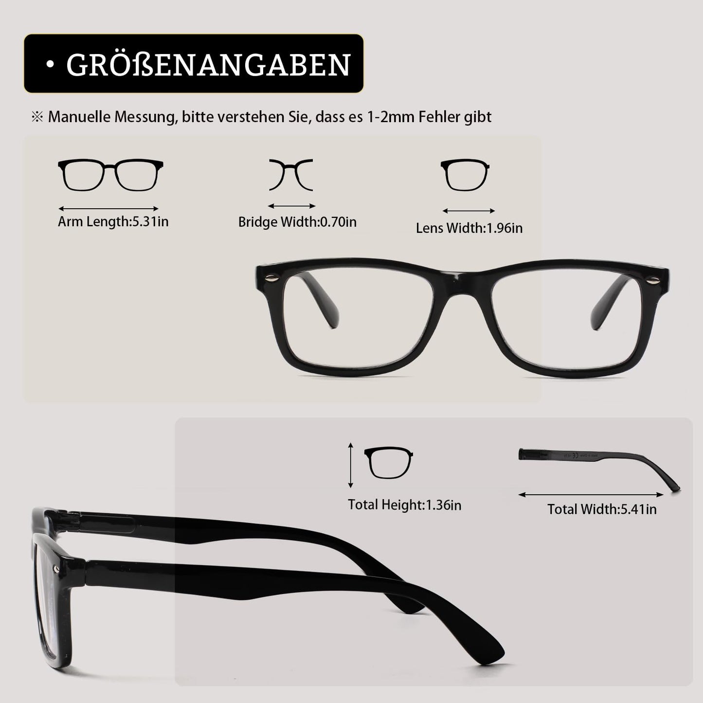 COJWIS 5 Pack Lesebrille Blaulichtfilter Brille Herren Damen Schwarz Leser Computer Brillen Feder Scharnier Lesebrillen (5 Schwarz, 2.75, Dioptrien)