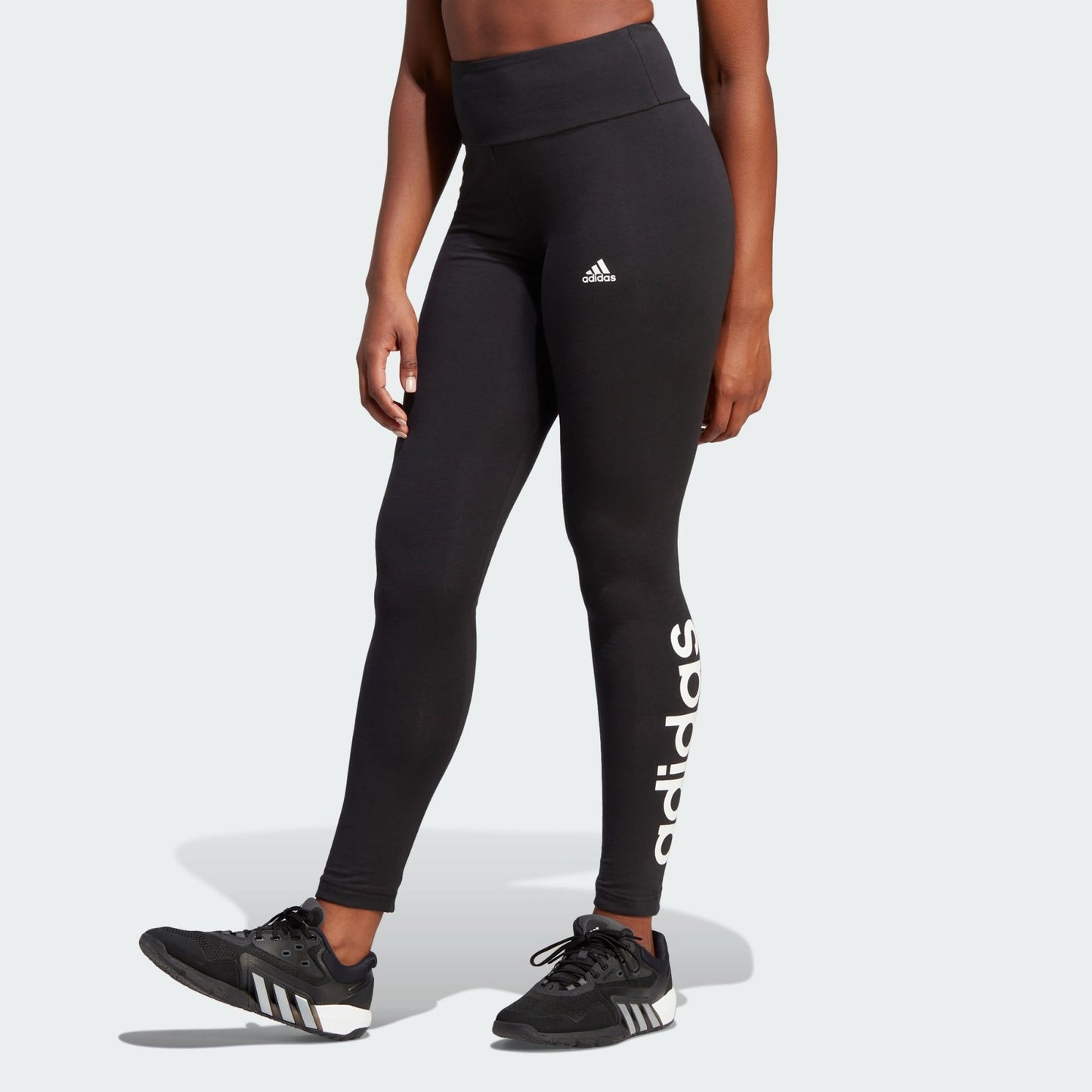 ADIDAS Women’s LIN Leggings – Black/White, High Waist, Comfortable Stretch Fit