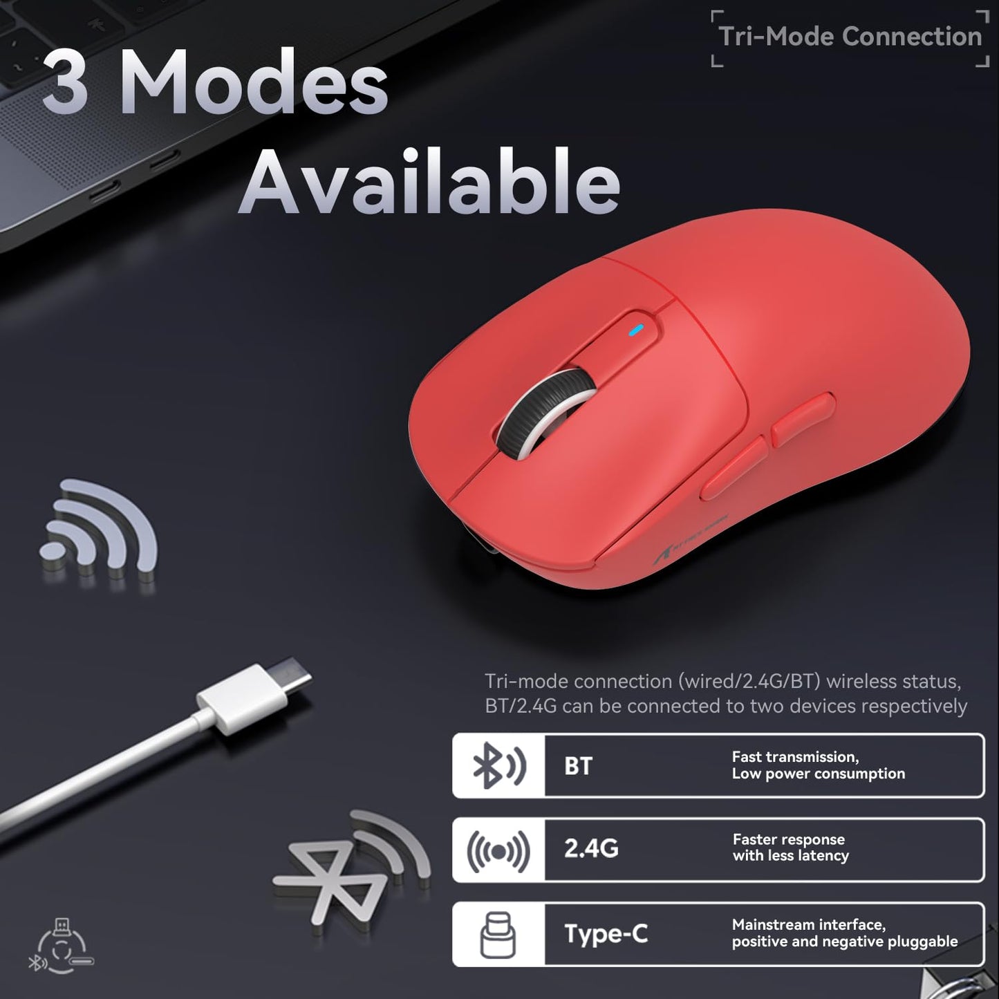 ATTACK SHARK X3 49g Ultralight Mouse, PixArt PAW3395 Gaming Sensor, BT/2.4G Wireless/Wired Gaming Mouse, 26000 DPI, 200 Hours Battery, Office Mice for Win11/Xbox/PS/Mac (White)