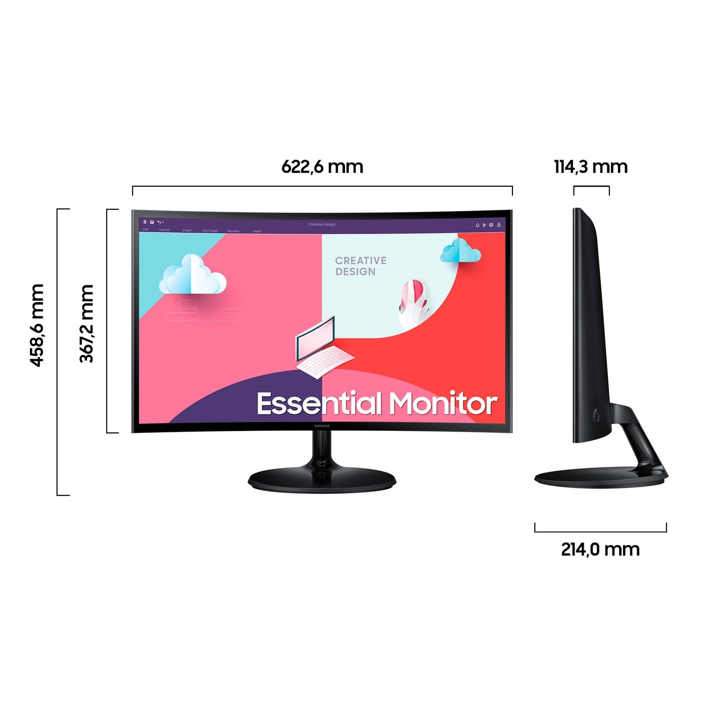 Samsung S36GD Essential Curved Monitor, 27 Inches, PC Screen with VA Panel, Full HD Resolution, 4 ms Response Time, 100 Hz Refresh Rate, Eco Saving Plus, Flicker Free, Black, S27D366GAU